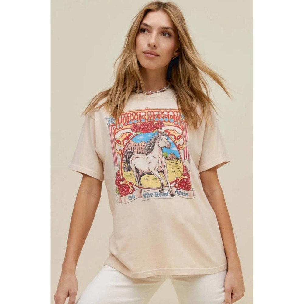 Daydreamer Willie Nelson On The Road Again Weekend Tee In Sand Women S Revolve